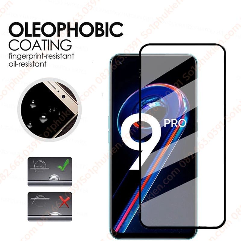 Kính cường lực Realme 9 4G 5G Realme 9 pro , Realme 9 pro+  full màn hình, full keo chuẩn đẹp
