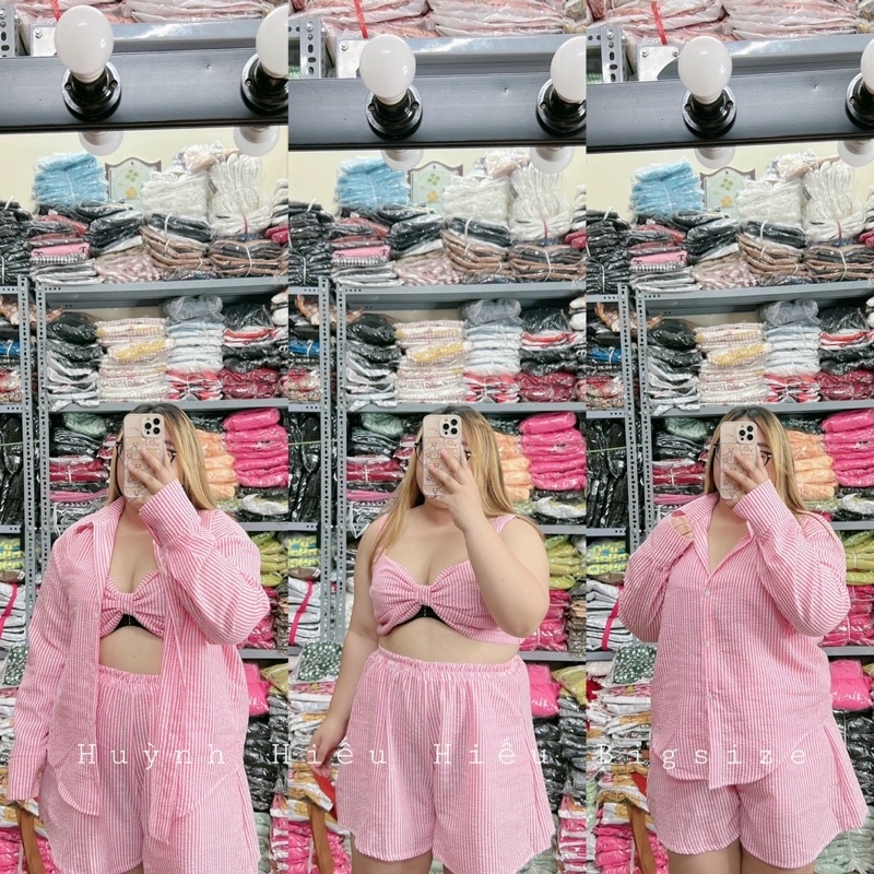 Bigsize Set xốp sơmi đi biển 3 món 55-100kg