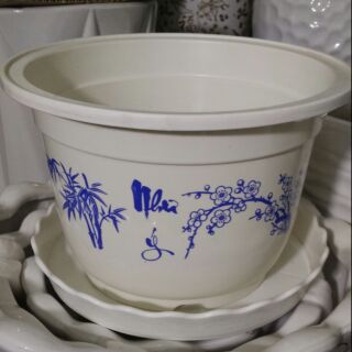 CHẬU NHỰA TRÒN NHƯ Ý,CÁT TƯỜNG CAO 19CM RỘNG 28CM TRỒNG CÂY VÀ HOA KIỂNG.