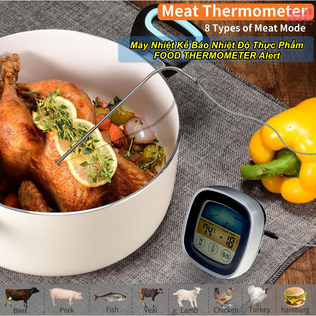 Máy Nhiệt Kế Báo Nhiệt Độ Thực Phẩm FOOD THERMOMETER Alert - Home and Garden