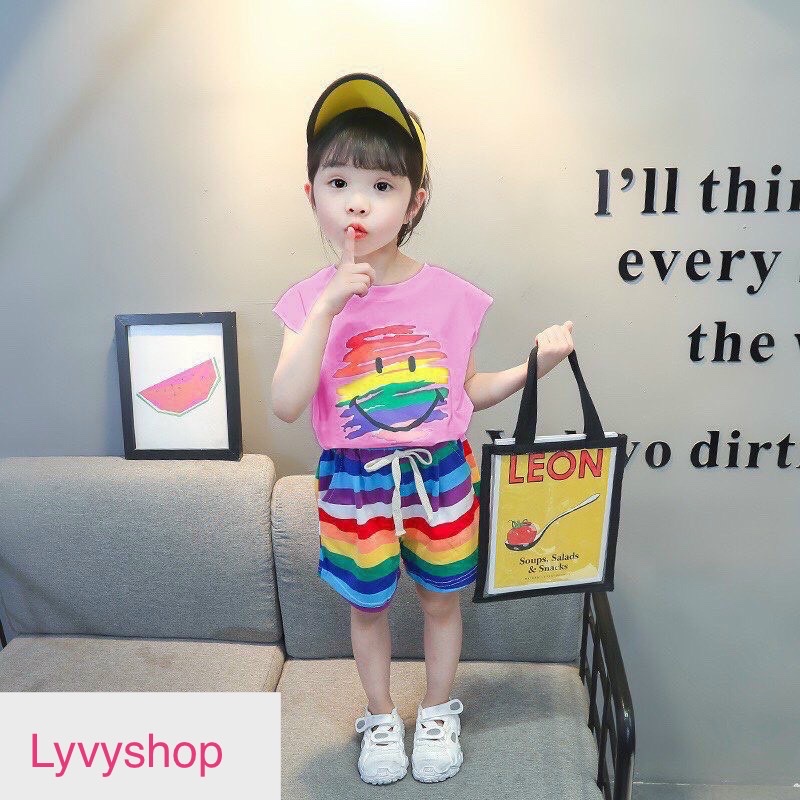 Lyvyshop - (Cotton SG chính phẩm) Bộ sát nách siêu dễ thương cho bé gái từ 09kg-28kg
