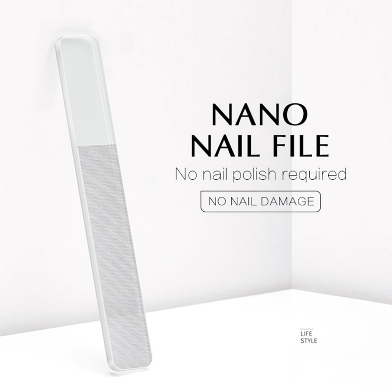 1 dũa móng tay thủy tinh nano trong suốt 9cm chuyên nghiệp Brainbow