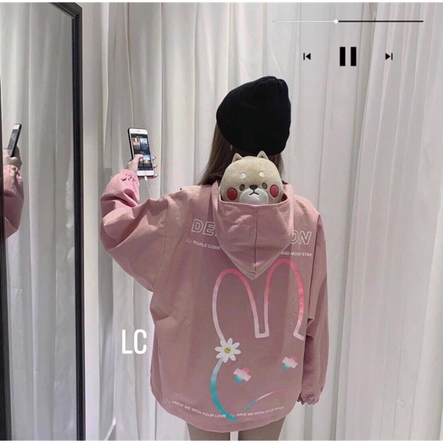 Áo gió tai thỏ siêu cute