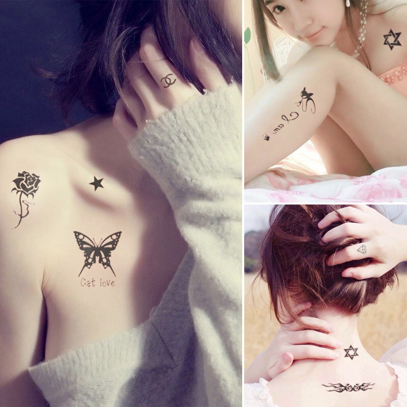 131 Hình Xăm Dán Tatoo Hoạ Tiết Nhỏ Dễ Thương Vòng Hoa, Cá, Trái Tim, Bướm