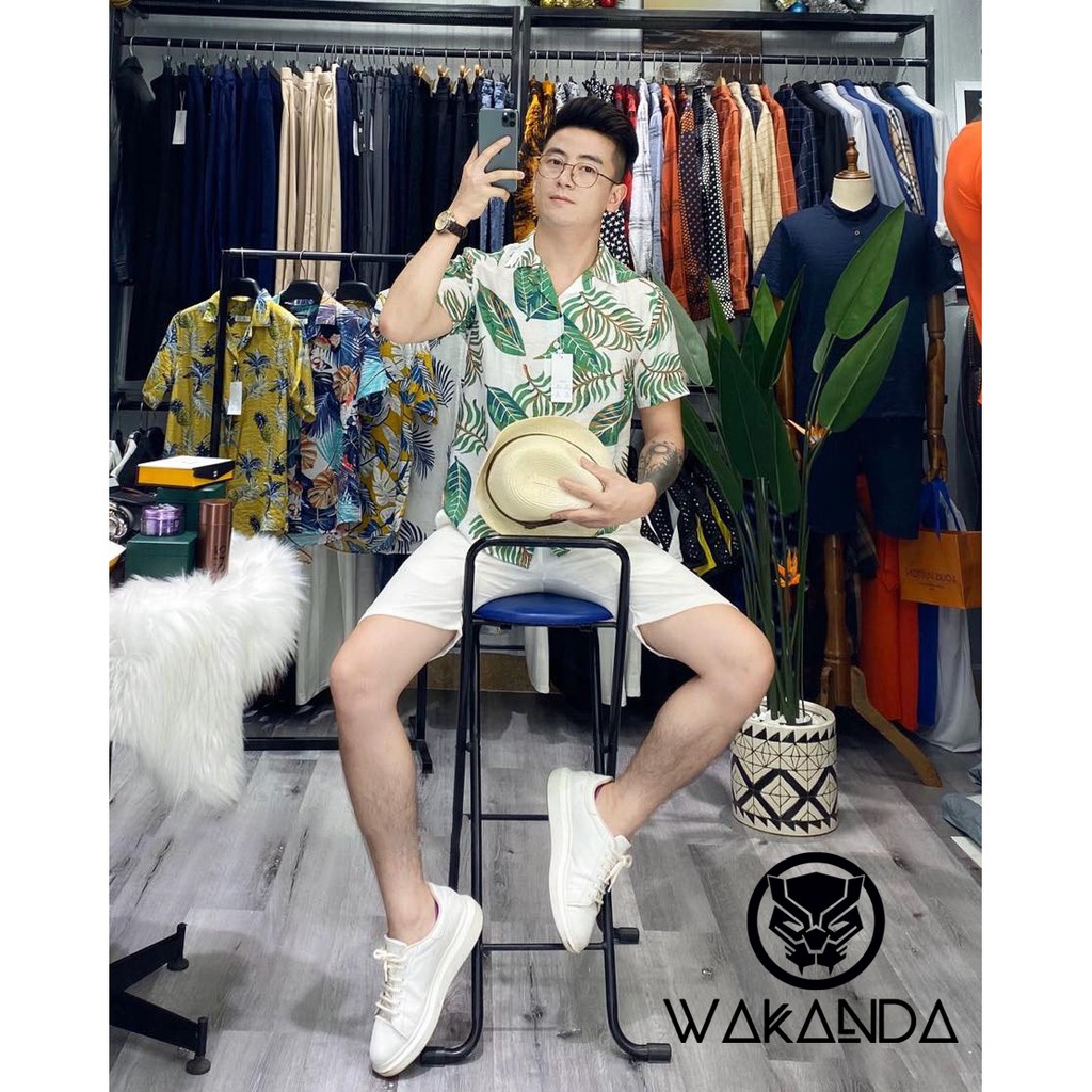 [FREESHIP] Áo đũi sơ mi, Áo nhóm đi biển có cổ họa tiết hoa lá Wakanda | BigBuy360 - bigbuy360.vn