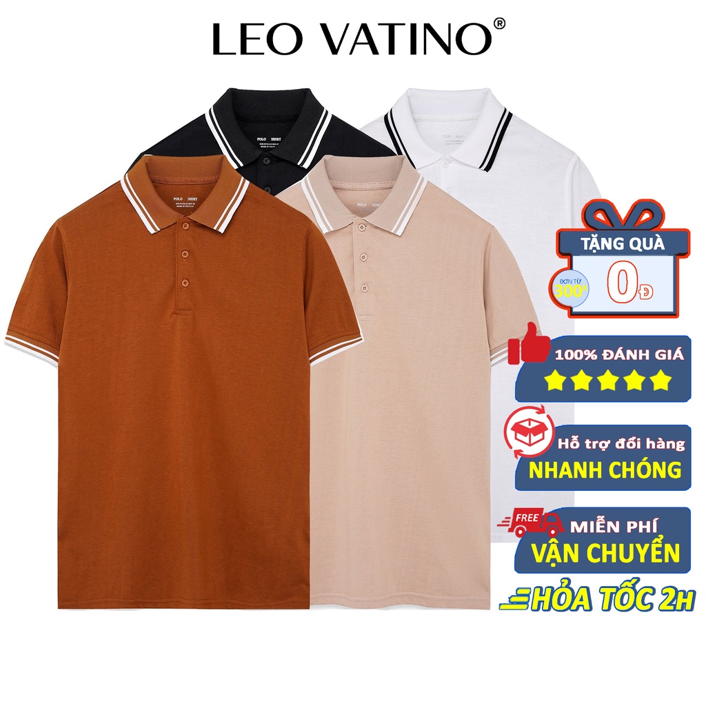 Áo polo nam Leo Vatino phối cổ dệt viền chất thun phối viền cổ bộ 4 màu co giãn chuẩn form tay ngắn PLS15