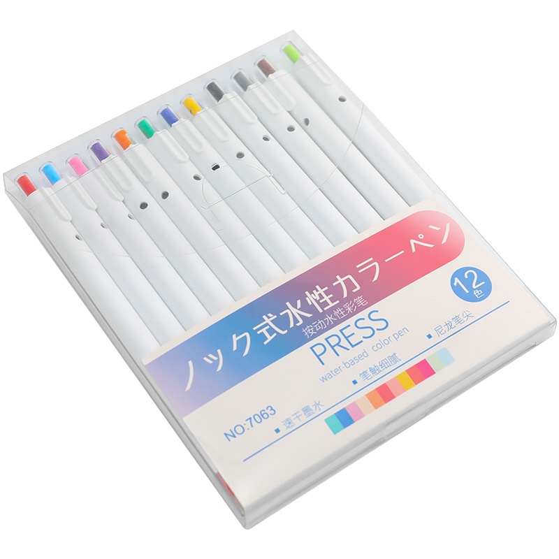 Set 12 Bút Màu Nước Dạng Nhấn Diy Có Thể Giặt Sạch
