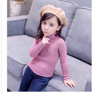 Áo len lông cừu cổ lọ bé trai bé gái