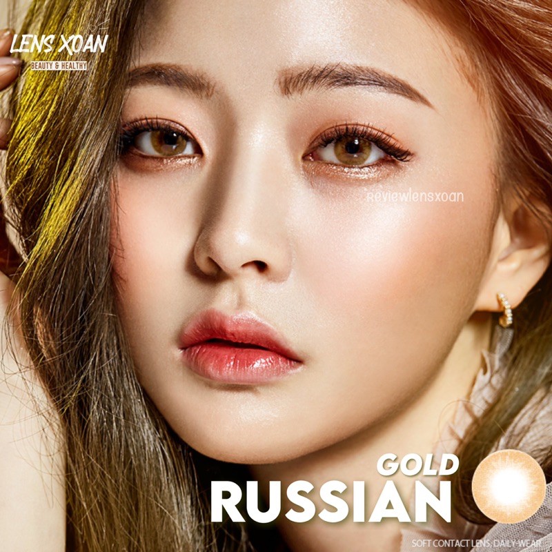 KÍNH ÁP TRÒNG 1 NGÀY RUSSIAN GOLD CỦA OLENS: LENS 1 DAY NÂU VÀNG TÂY KHÔNG VIỀN | LENS XOẮN