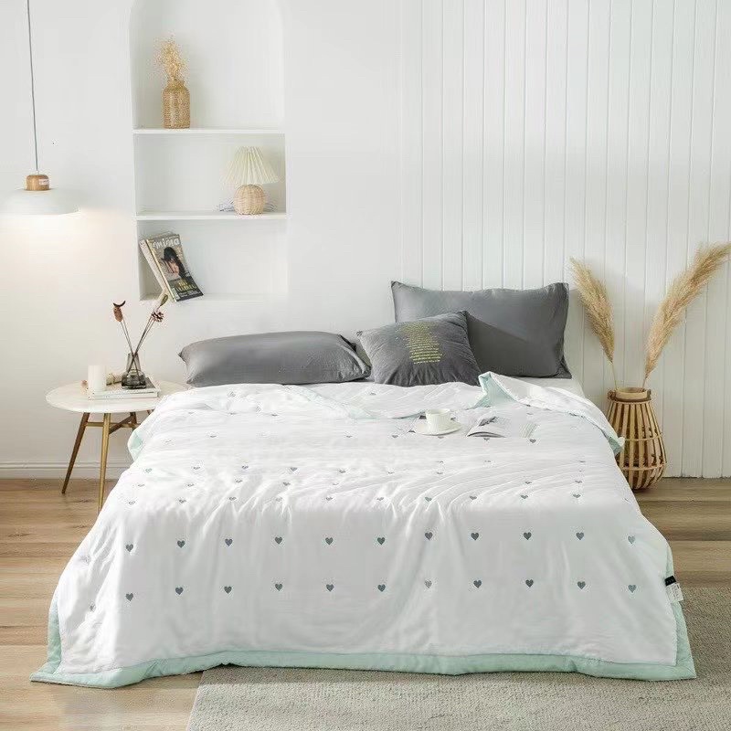 Chăn lụa tim trần bông mềm mịn thoáng mát,mền lụa tim trần bông hè thoáng mát kt 2mx2m2
