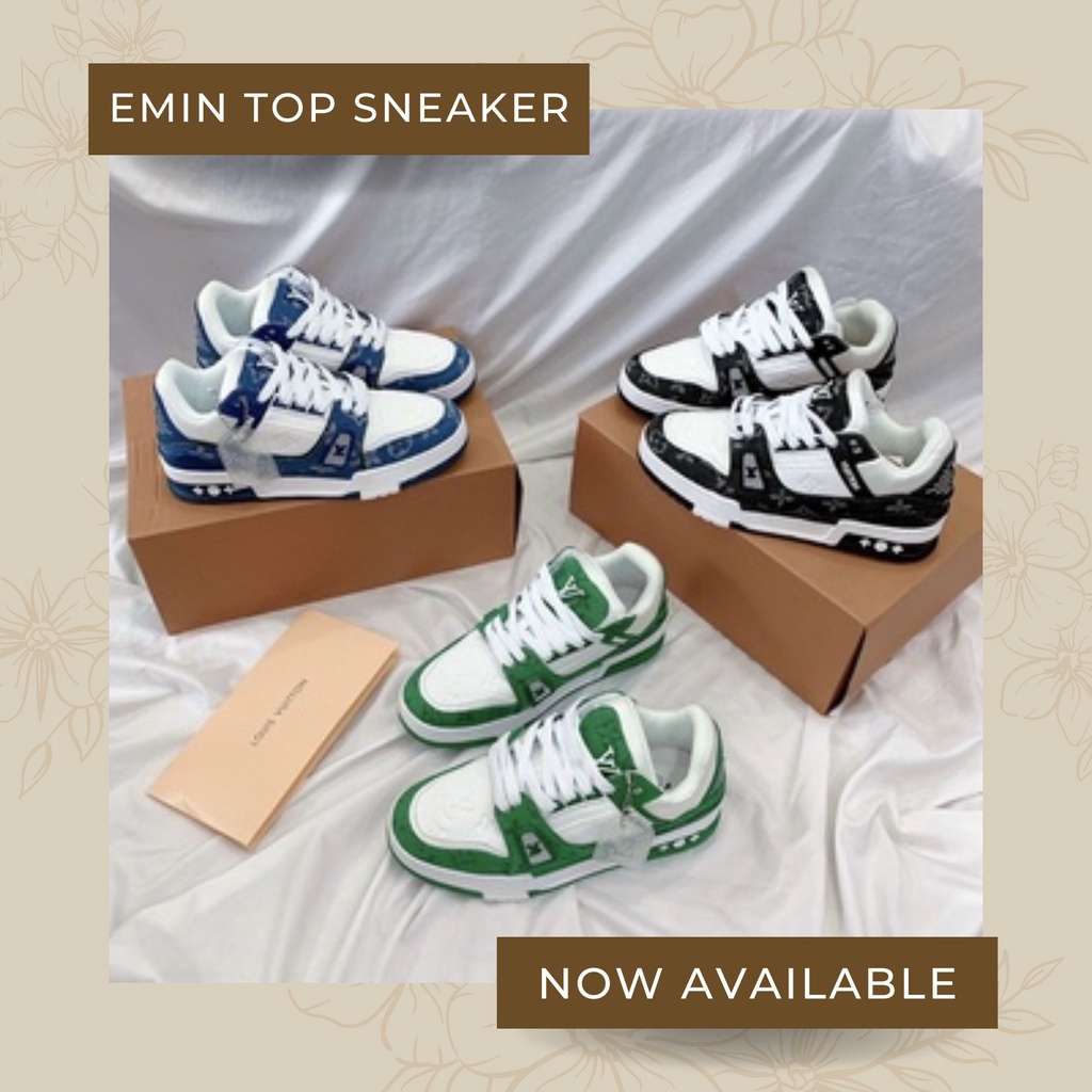 Giày thể thao LV Trainer Xanh Than, Đen Trắng, Xanh Lá LV