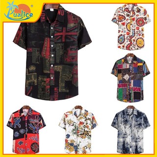 New style plus size men's short-sleeved shirts, fashion printed shirts, British style men's shirts