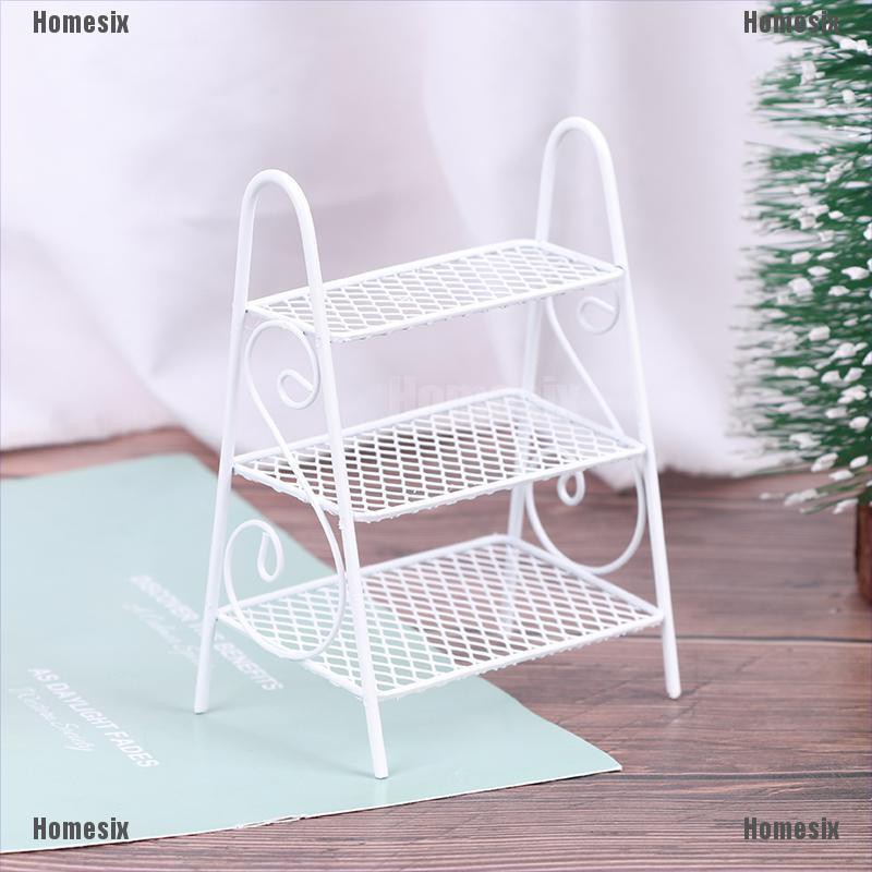 [HoMSI] 1Pc 1:12 Scale Dollhouse Mini Iron Shelf Flower Stand Doll House Decor Model Toy SUU