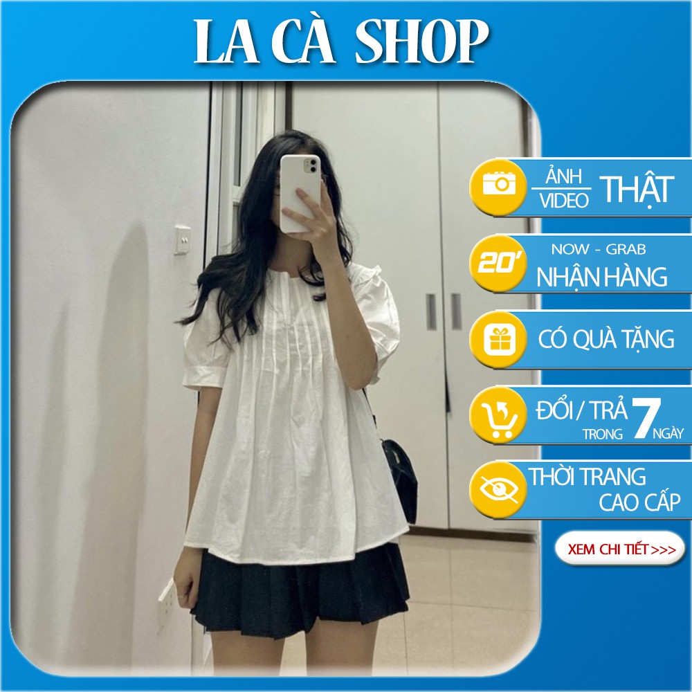 Áo babydoll trắng nữ ngắn tay siêu xinh