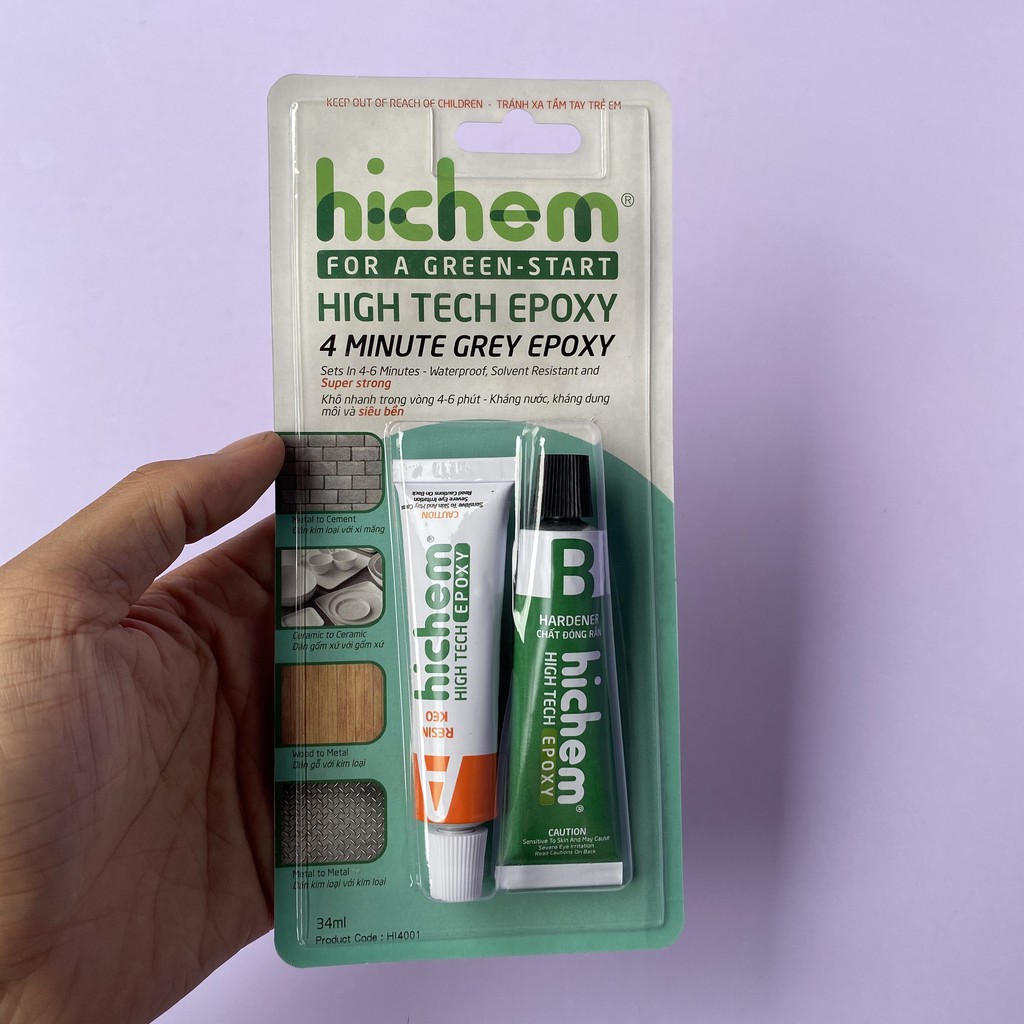 Keo ab Kim Khí Dung Anh keo dán đa năng hai thành phần Hichen 34ml, keo ab 2 thành phần