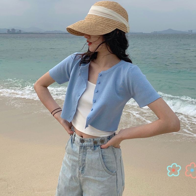 áo thun nữ croptop tay ngắn cổ tròn siêu xinh cute