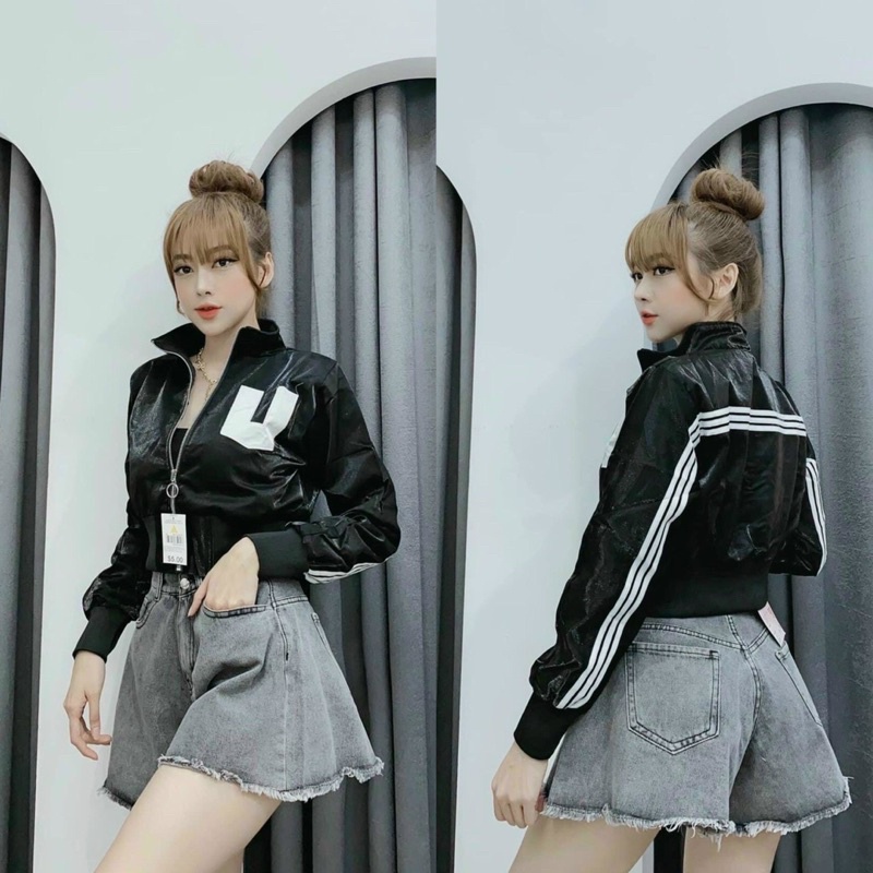 Áo khoác thời trang nữ Form Lửng Croptop Thêu Chữ U hàng 2 lớp Cao Cấp