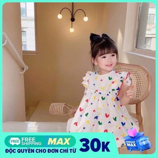 ❤️ Váy Xoè Hoạ Tiết Trái Tim❤️ Dành cho Bé Gái Kiểu Dáng Hàn Quốc Siêu Đẹp