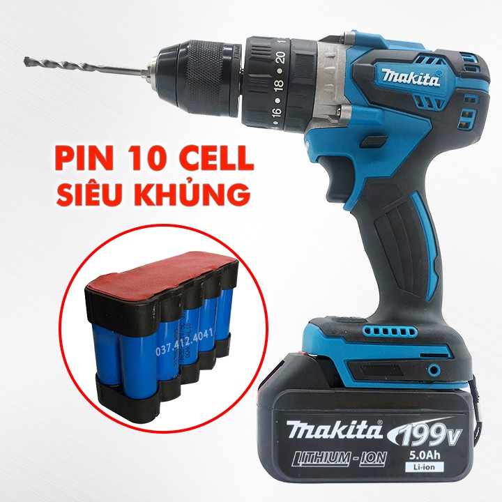 Tặng 29 Phụ Kiện - Máy Khoan Bê Tông Pin Maktia 199V Không Chổi Than - 3 Chức Năng - Máy Khoan Bắn Vít Cầm Tay