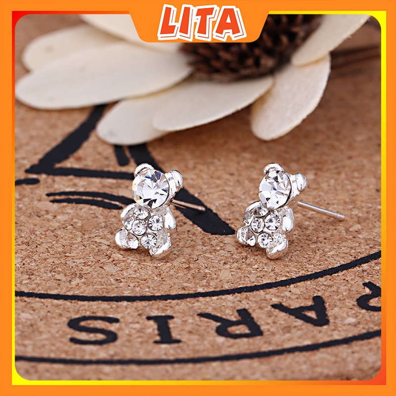 Bông tai nhỏ sát tai lấp lánh kiểu dáng xinh xắn thích hợp đi dạo phong cách sang trọng -