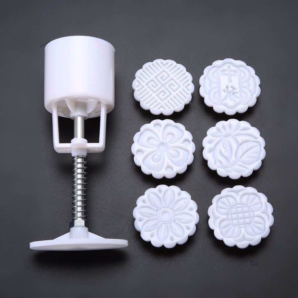 Set khuôn làm bánh trung thu kèm 6 khuôn ép chất liệu ABS cấp thực phẩm