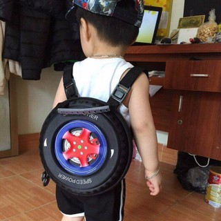 Balo hình bánh xe cho bé 3D (Đỏ)