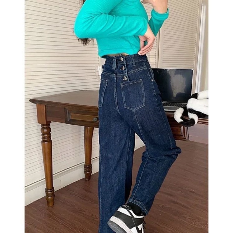 Quần jean nữ ống suông phom rộng, quần bò basic | BigBuy360 - bigbuy360.vn