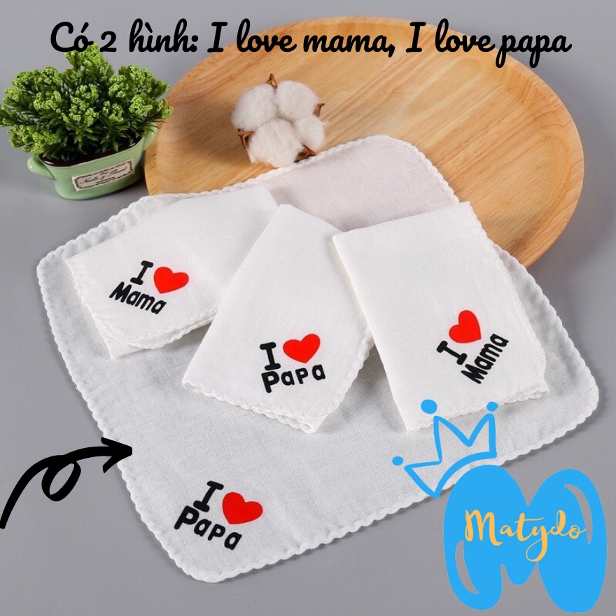 Khăn xô sữa cho bé set 2 chiếc cao cấp mềm mại thấm sữa rửa mặt lau mũi hình in mama papa