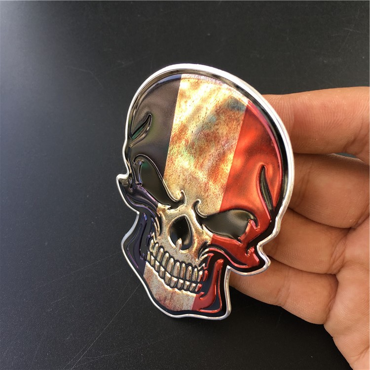 Logo 3D hình đầu lâu bằng nhôm trang trí xe oto &amp; xe tải