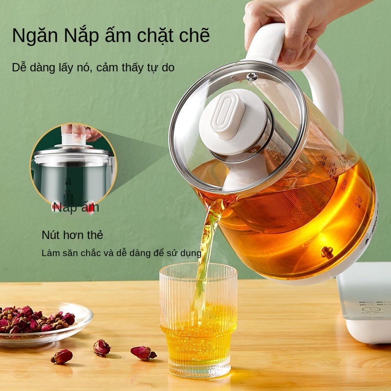 Chigo Nồi thủy tinh tự động Hoàn toàn Văn phòng đa chức năng cách nhiệt nhỏ đun trà sôi Ấm hoa