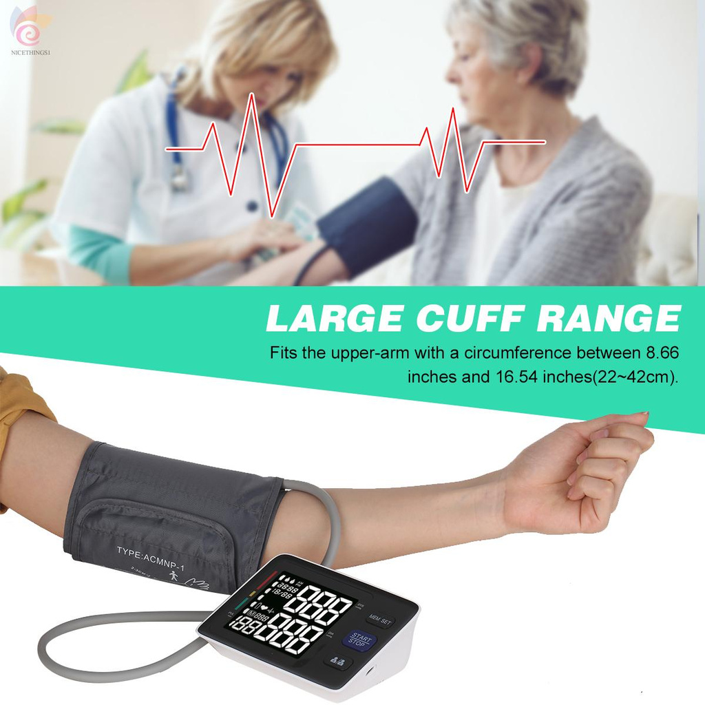 ET U85H Automatic Upper-arm Blood Pressure Monitor Digital Blood Pressure Meter with Large Cuff Fits 8.7-inch to 16.5-inch Upper-arm Support 2×90 Sets of Data Record Irregular Heart Beat Pulse Machine BP Meter for Medical Household Use