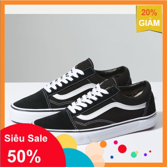 FALE xa kho [XẢ KHO] [Real 100%] Giày Vans Nam Old Skool Đen/Trắng Chính Hãng ! :