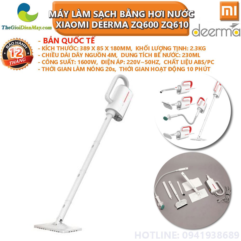 [Bản quốc tế ] Máy làm sạch bằng hơi nước Xiaomi Deerma ZQ600/ ZQ610 - Bảo hành 12 tháng - Shop Thế Giới Điện Máy