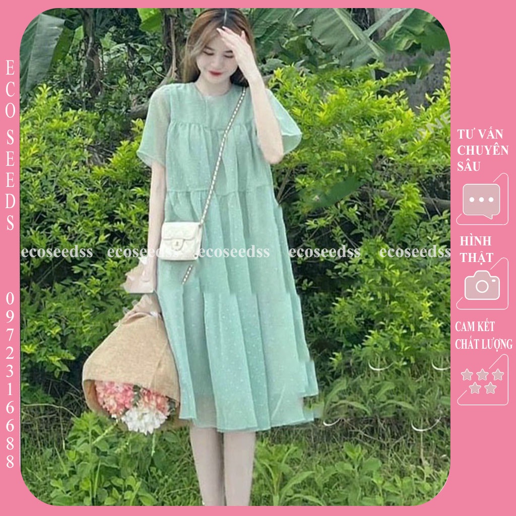 VÁY BẦU CÔNG SỞ DÁNG XUÔNG XINH XẮN,NHẸ NHÀNG - ĐẦM BẦU HẠT NỔI CHẤT VOAN ĐẸP CHO MẸ BẦU ĐI CHƠI ĐI LÀM