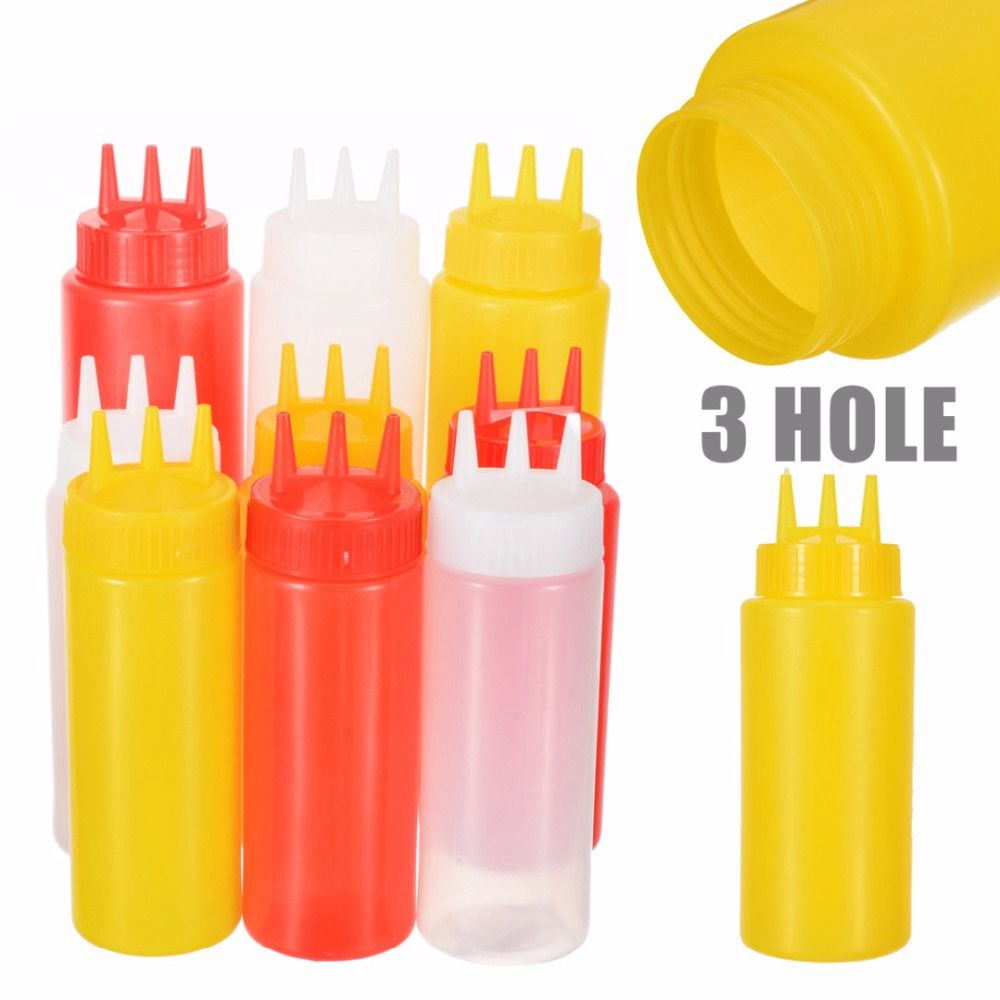 Bình đựng nước sốt / gia vị / tương ớt kiểu bóp với 3 lỗ siêu bền tiện lợi cho nhà bếp
