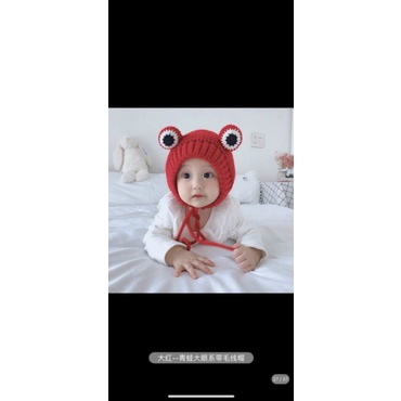 Mũ Len Cho Bé Từ 3-6 Tháng Tuổi Phong Cách Hàn Quốc Tạo Hình Ếch Xanh