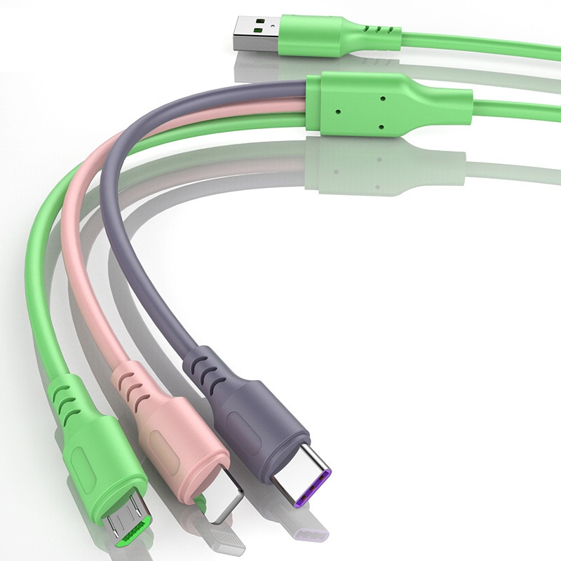 Dây Cáp Sạc Nhanh 3 Trong 1 Bằng Silicon Dành Cho Điện Thoại Di Động