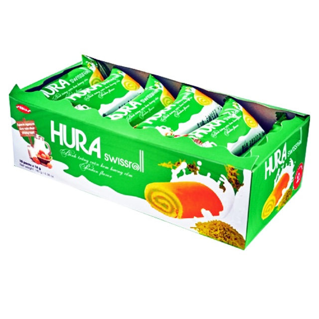Bông lan cuộn Hura vị lá dứa hộp 180g