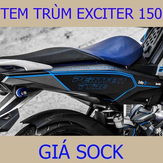 Tem Trùm Xe Exciter 150 Đen Nhám Xanh