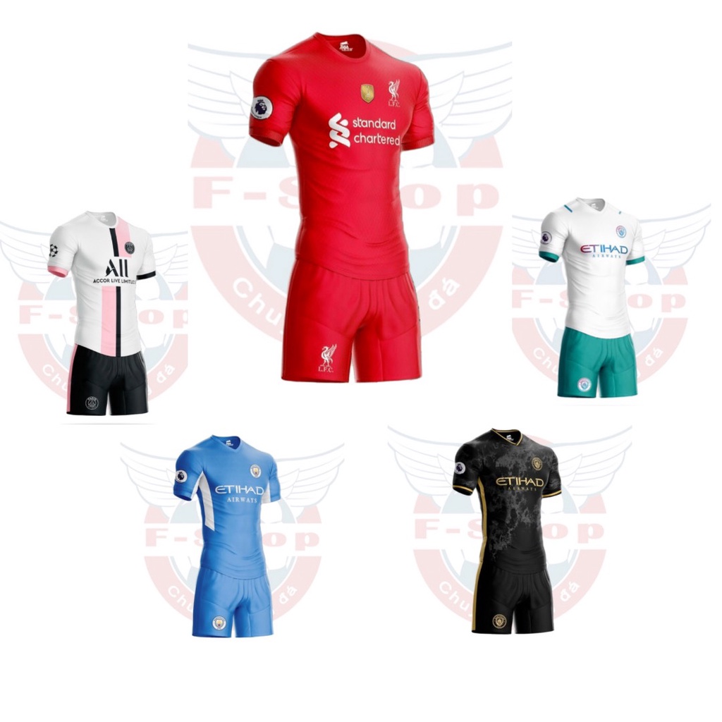 Bộ quần áo bóng đá câu lạc bộ ManCity và các CLB ngoại hạng Anh-Vải thun lạnh cao cấp