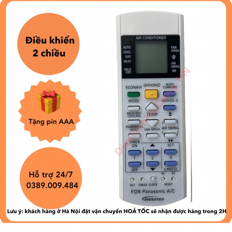 Điều khiển điều hoà Panasonic loại tốt hàng thay thế - Remote máy lạnh Panasonic loại tốt