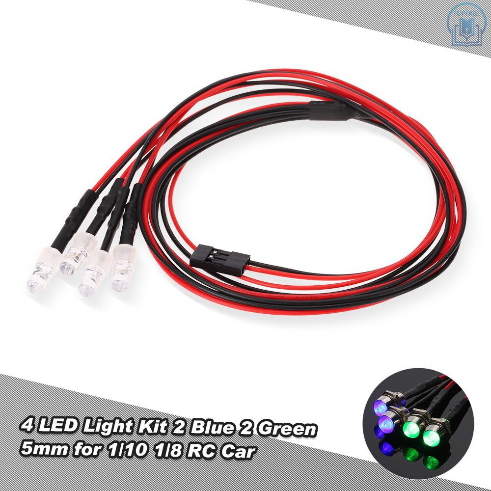 Set 2 Đèn Led 4 Bóng Kèm Công Tắc Điều Khiển Từ Xa Cho Xe Điều Khiền Từ Xa 1/10 1/8 Traxxas Hsp Redcat Rc4Wd Tamiya Axial D90