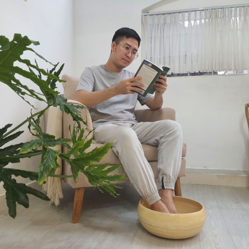 Chậu gỗ tre ngâm chân sz35cm