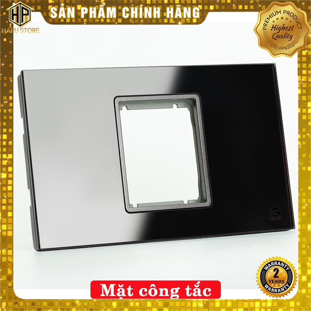 Mặt công tắc ổ cắm LG tech kính cường lực màu đen - chuẩn Việt Nam - Hapugroup