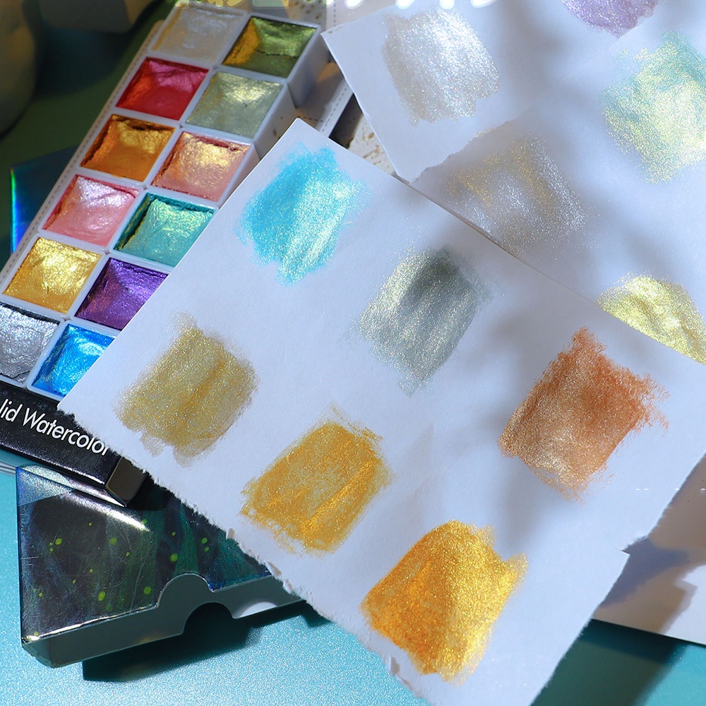 Bộ 12 màu nước vẽ vân đá