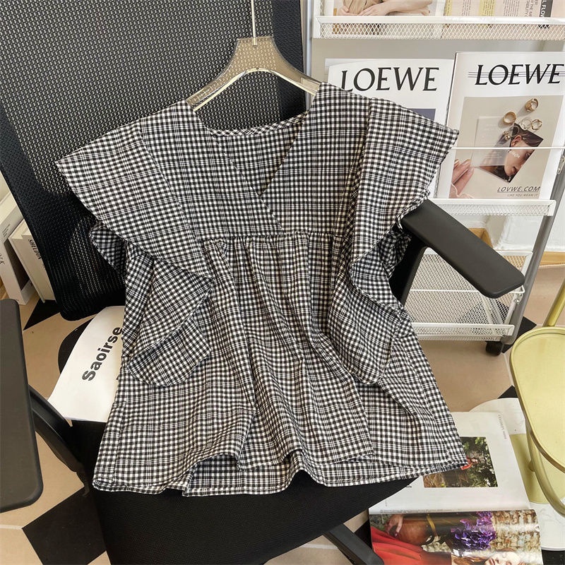 Áo Sơ Mi Cổ Chữ V Tay Cánh Tiên Phong Cách Hàn Quốc Ngọt Ngào Cho Nữ