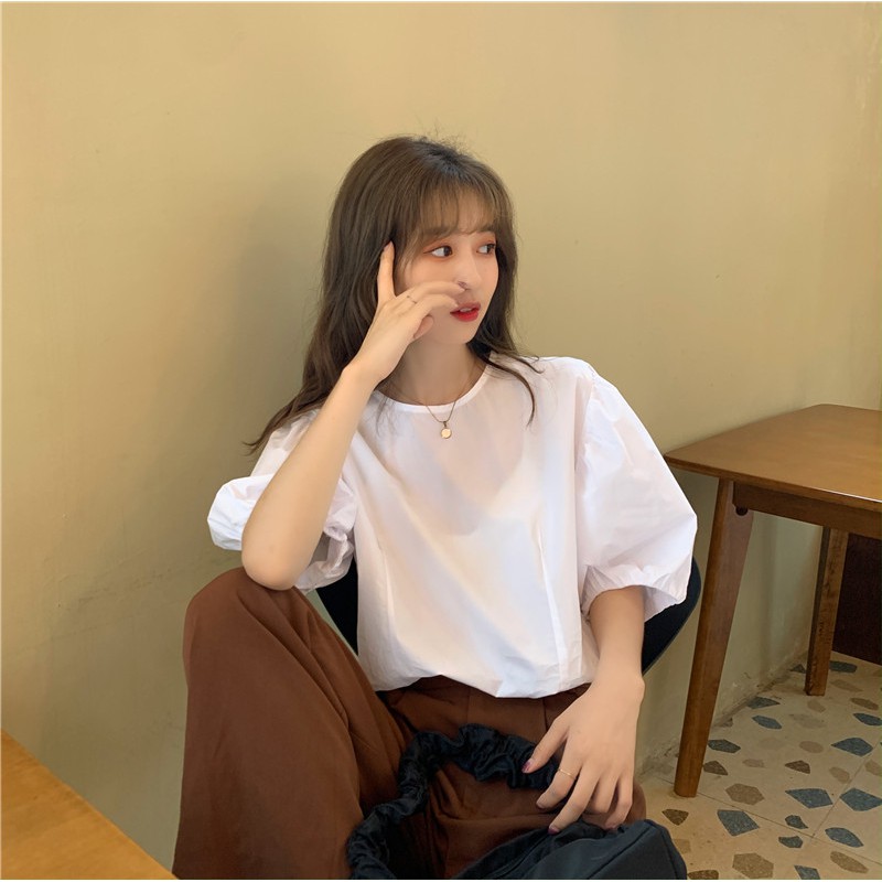 Đầm Cotton Cổ Tròn Tay Phồng Ngắn 34126 | BigBuy360 - bigbuy360.vn