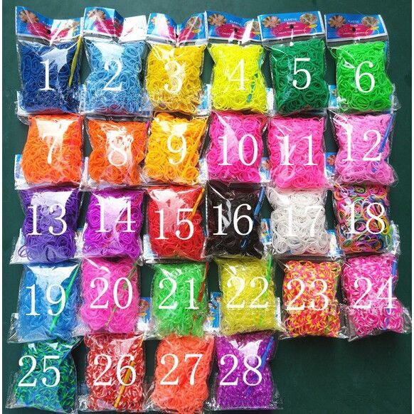 Bộ 600 dây thun cao su nhiều màu tự thắt vòng tay