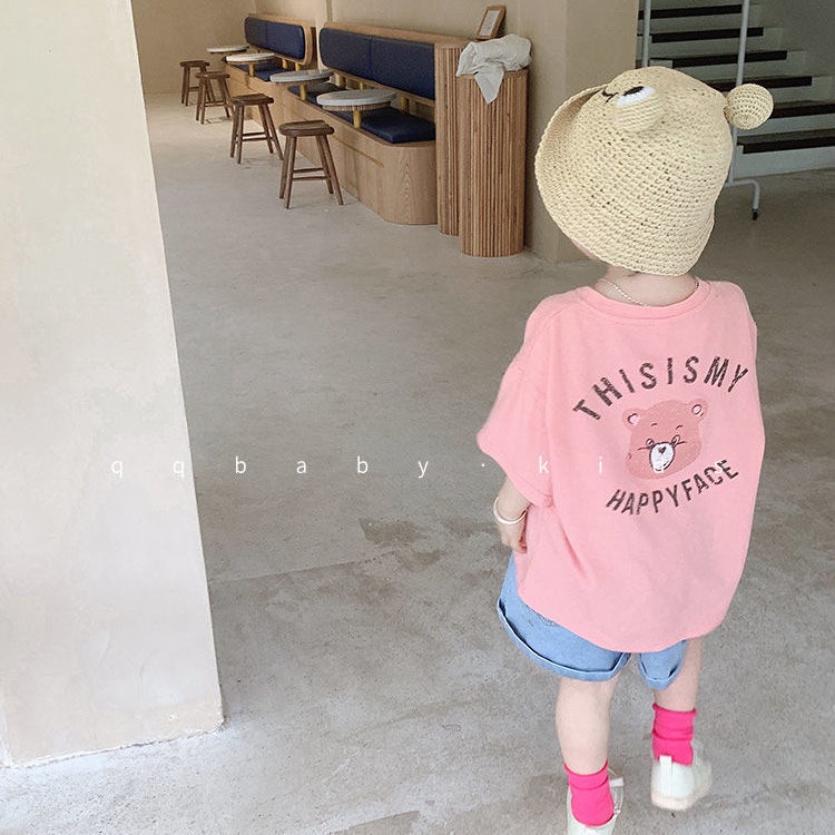 Áo Thun 100% Cotton Tay Ngắn In Họa Tiết Hoạt Hình Dễ Thương Dành Cho Bé Trai Và Bé Gái