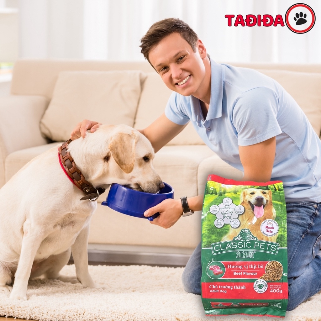 Thức ăn cho Chó lớn Classic Adult vị Thịt Bò hạt khô 400g - Tadida Pet